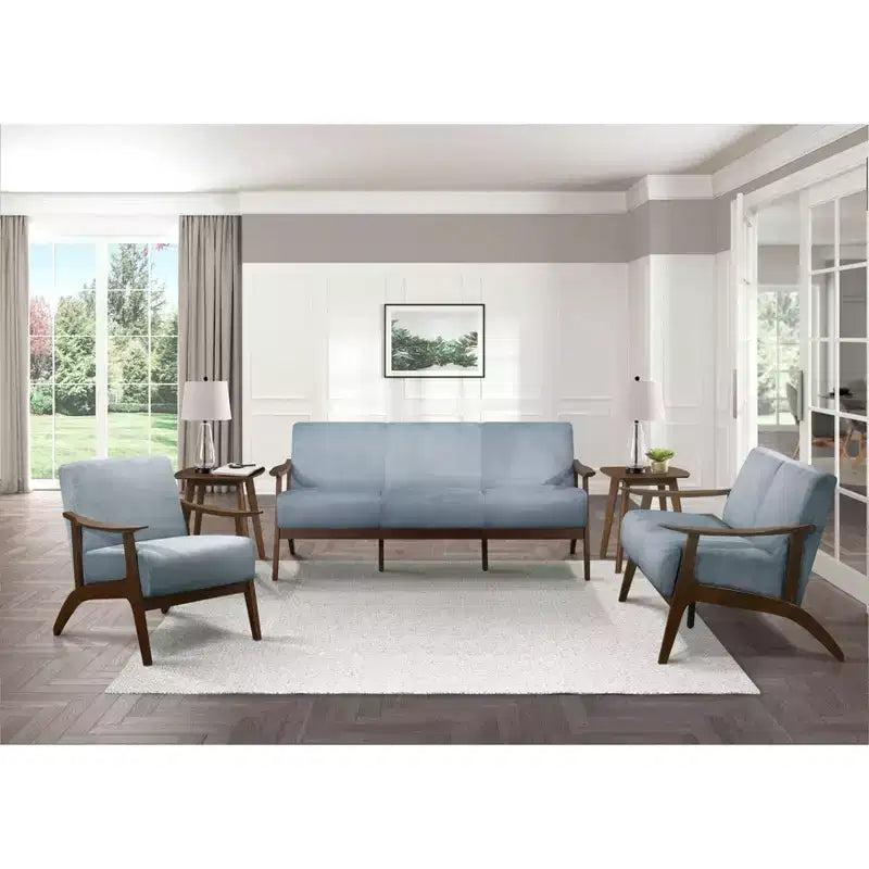 Blue Gray / Dark Gray Velvet Accent Armchair, Single Seat