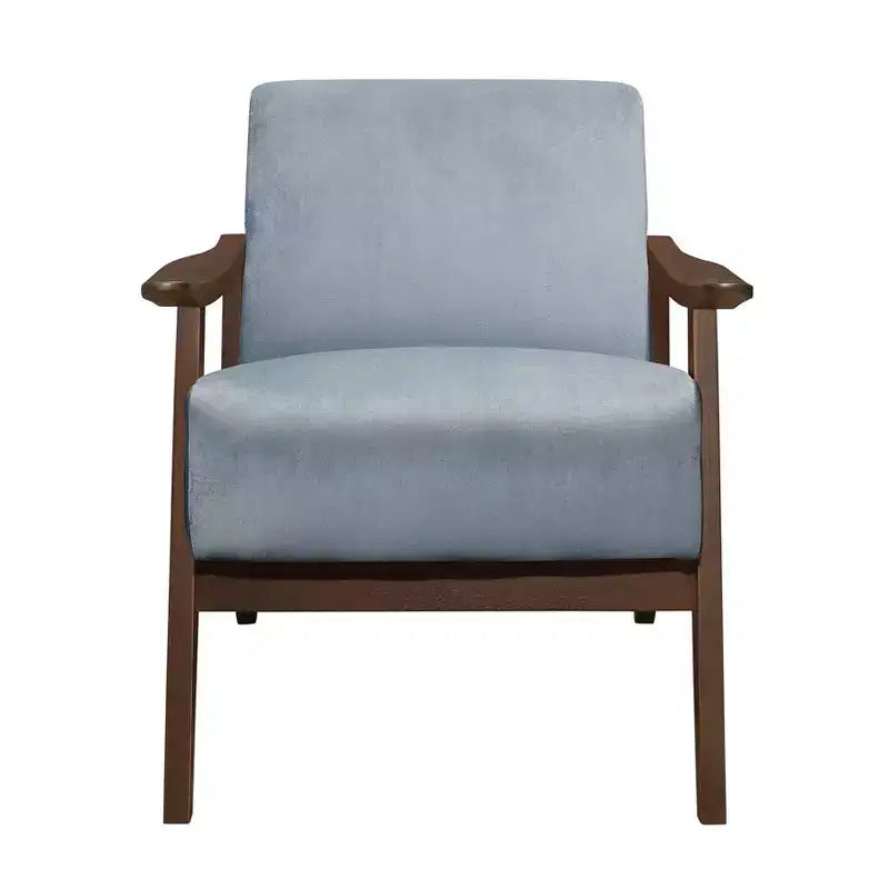 Blue Gray / Dark Gray Velvet Accent Armchair, Single Seat