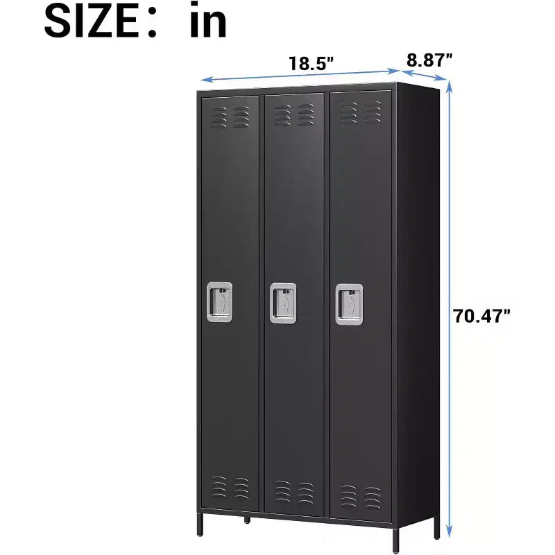 Black Steel Storage Locker Cabinet, 3/6-Door, Multi-User