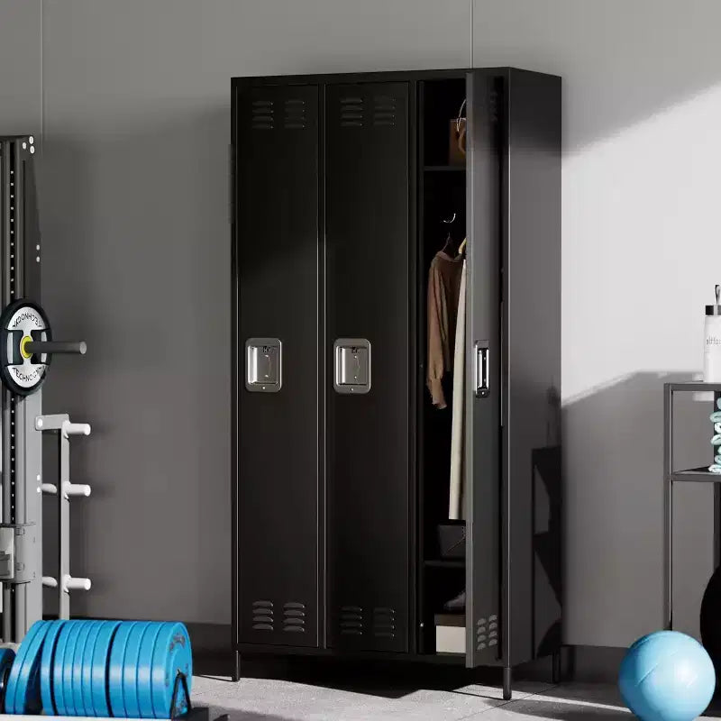 Black Steel Storage Locker Cabinet, 3/6-Door, Multi-User