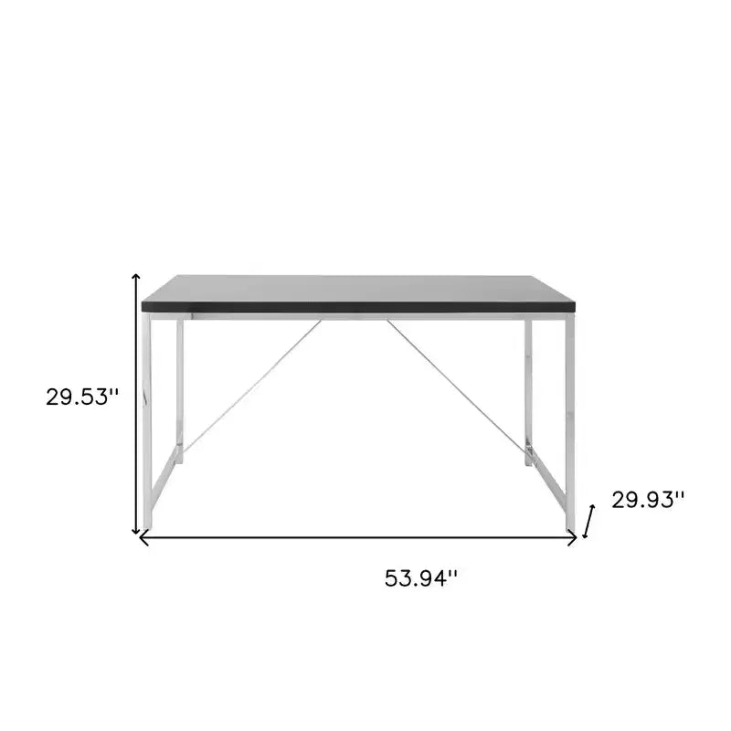 Scrivania Nera e Argento, Stile Minimalista Moderno, 1 Persona