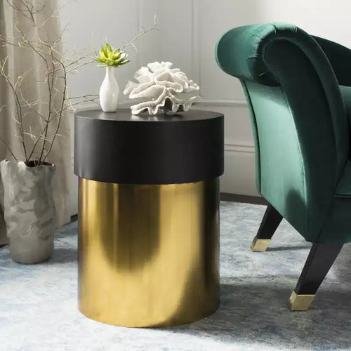 Tavolino rotondo in nero e oro – Stile moderno, singolo