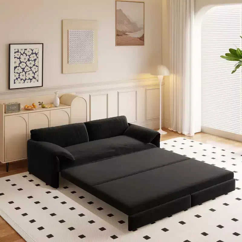 Divano letto e chaise longue convertibile 3-in-1 in velluto | Beige/Nero/Blu/Grigio/Verde/Rosa | 2 Posti
