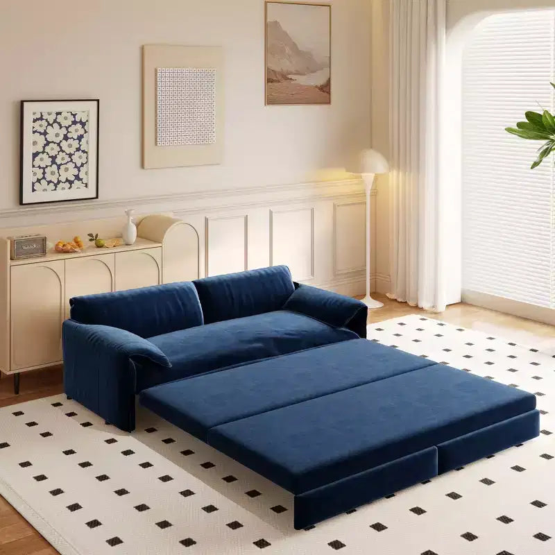 Divano letto e chaise longue convertibile 3-in-1 in velluto | Beige/Nero/Blu/Grigio/Verde/Rosa | 2 Posti