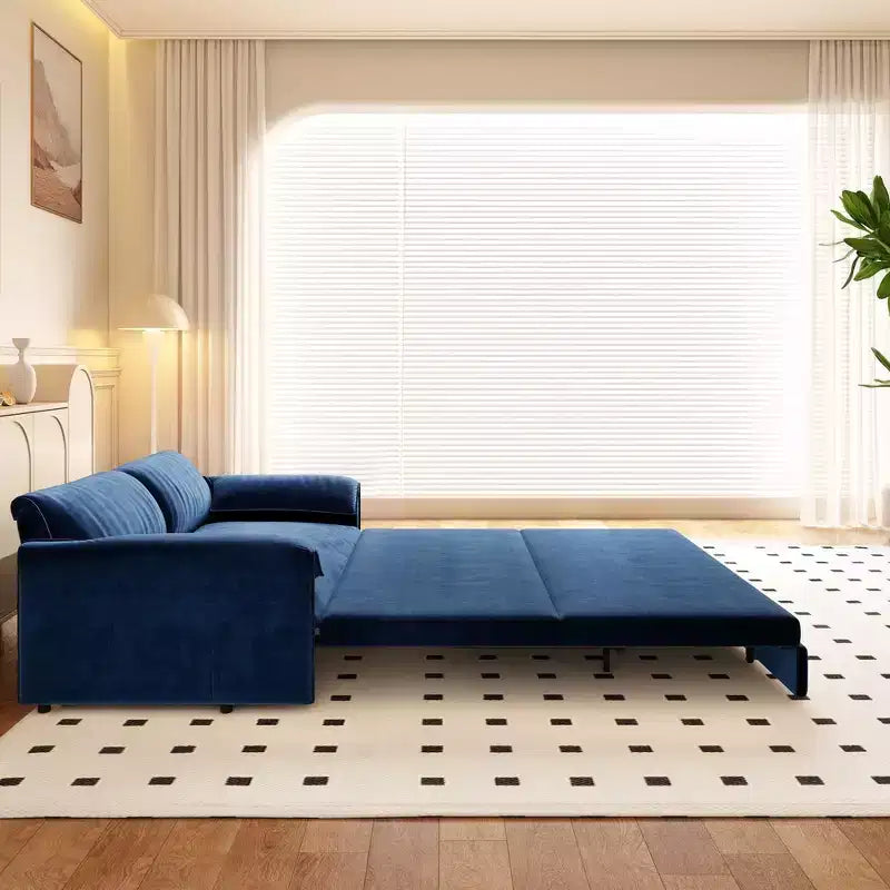 Divano letto e chaise longue convertibile 3-in-1 in velluto | Beige/Nero/Blu/Grigio/Verde/Rosa | 2 Posti