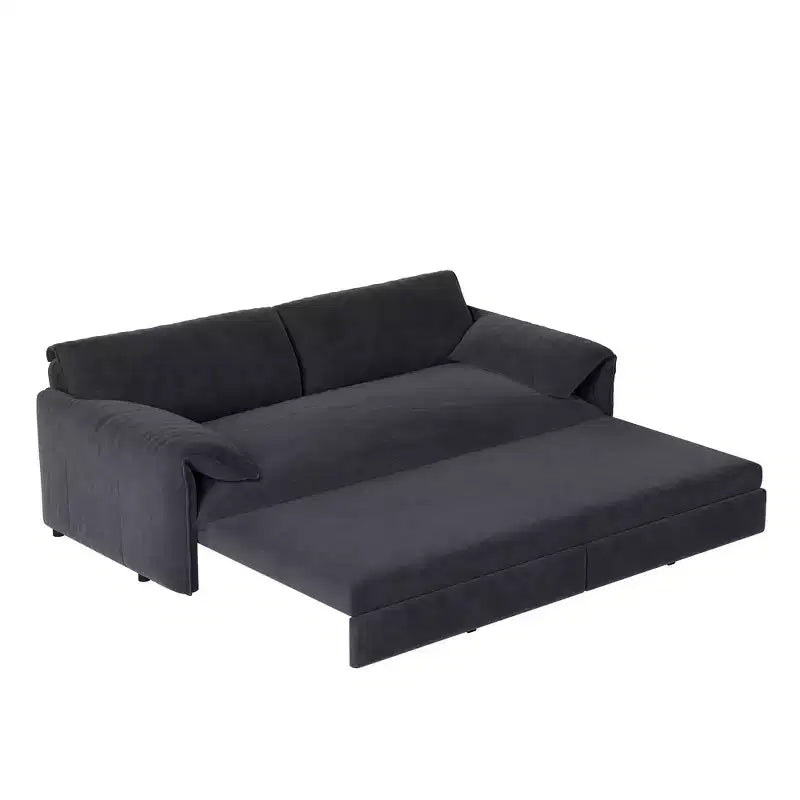 Divano letto e chaise longue convertibile 3-in-1 in velluto | Beige/Nero/Blu/Grigio/Verde/Rosa | 2 Posti