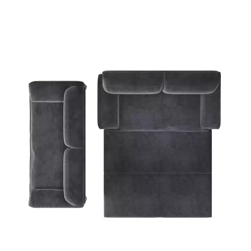 Divano letto e chaise longue convertibile 3-in-1 in velluto | Beige/Nero/Blu/Grigio/Verde/Rosa | 2 Posti
