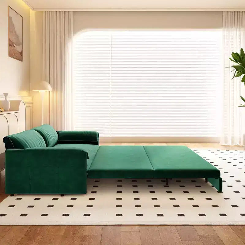 Divano letto e chaise longue convertibile 3-in-1 in velluto | Beige/Nero/Blu/Grigio/Verde/Rosa | 2 Posti