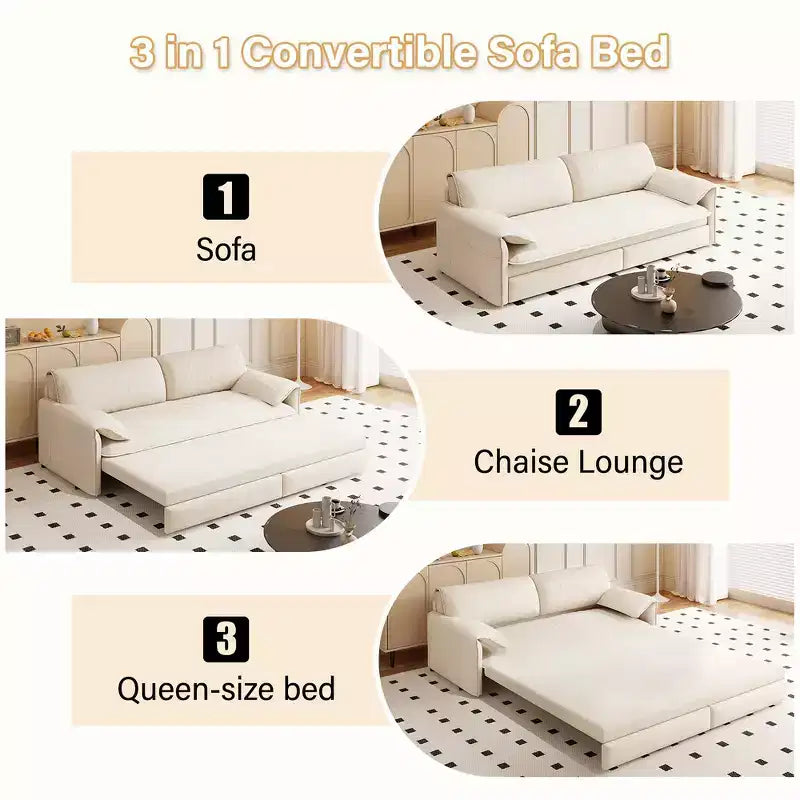 Divano letto e chaise longue convertibile 3-in-1 in velluto | Beige/Nero/Blu/Grigio/Verde/Rosa | 2 Posti