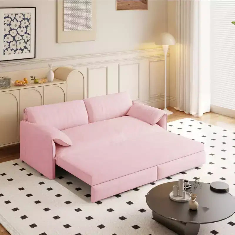 Divano letto e chaise longue convertibile 3-in-1 in velluto | Beige/Nero/Blu/Grigio/Verde/Rosa | 2 Posti
