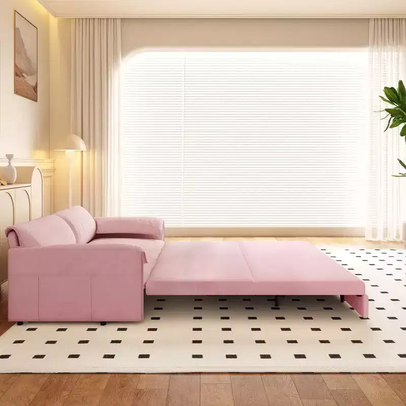 Divano letto e chaise longue convertibile 3-in-1 in velluto | Beige/Nero/Blu/Grigio/Verde/Rosa | 2 Posti