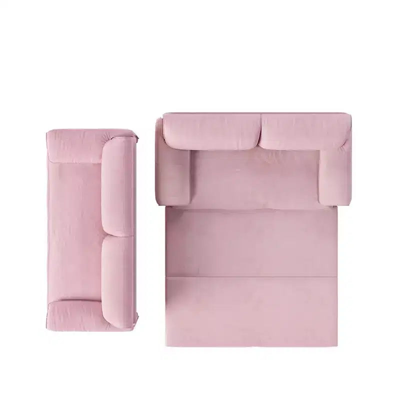 Divano letto e chaise longue convertibile 3-in-1 in velluto | Beige/Nero/Blu/Grigio/Verde/Rosa | 2 Posti