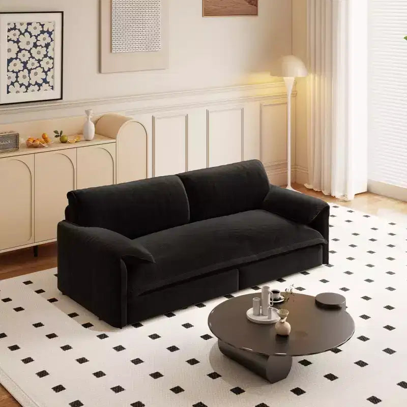 Velvet 3-in-1 Convertible Sleeper Sofa & Chaise | Beige/Black/Blue/Gray/Green/Pink | 2-Seat