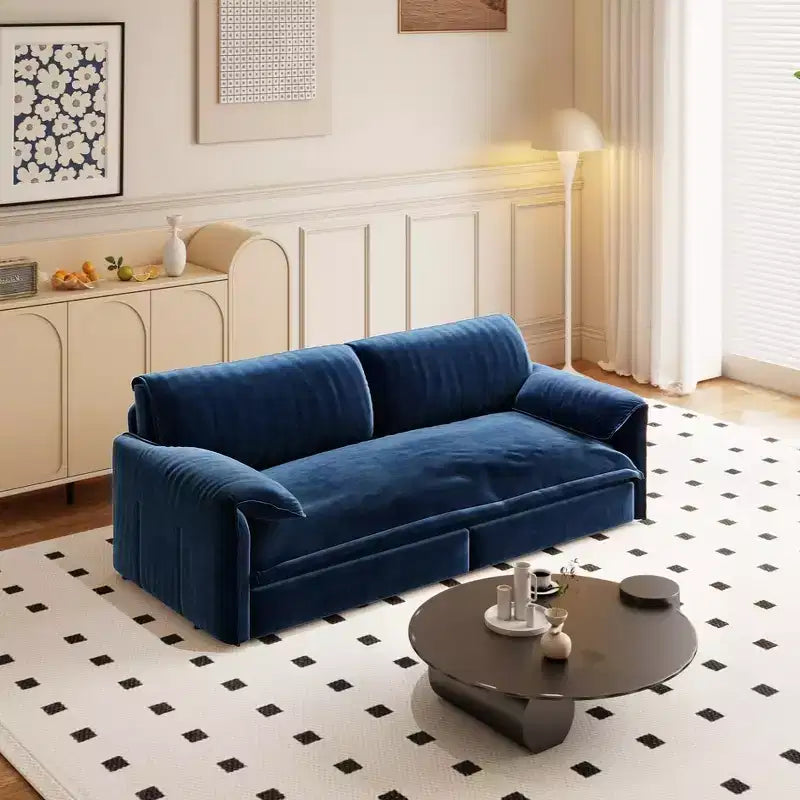 Velvet 3-in-1 Convertible Sleeper Sofa & Chaise | Beige/Black/Blue/Gray/Green/Pink | 2-Seat