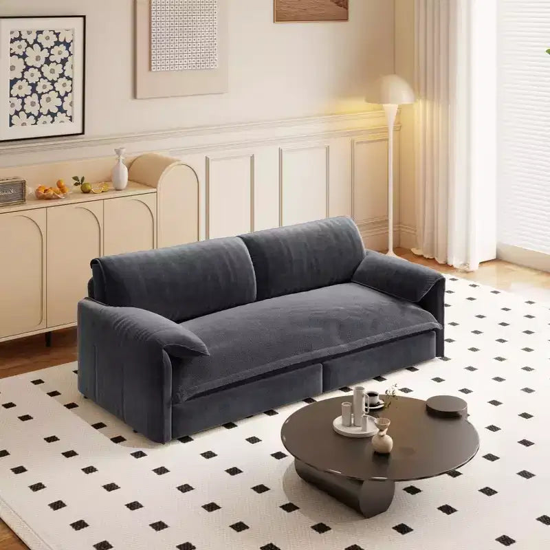 Velvet 3-in-1 Convertible Sleeper Sofa & Chaise | Beige/Black/Blue/Gray/Green/Pink | 2-Seat