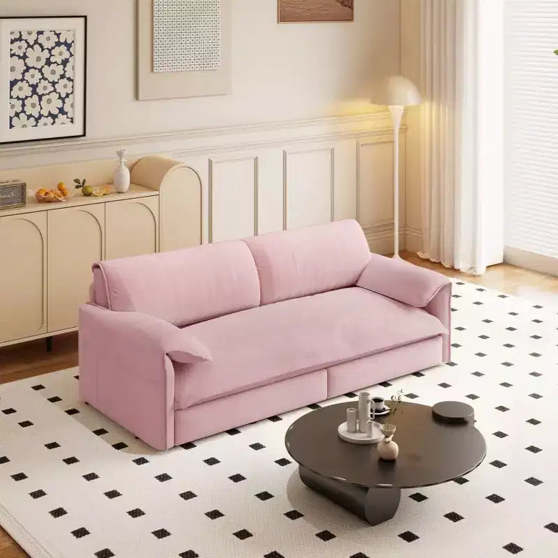 Velvet 3-in-1 Convertible Sleeper Sofa & Chaise | Beige/Black/Blue/Gray/Green/Pink | 2-Seat
