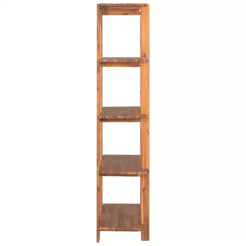 Scaffale singolo a 4 ripiani aperto in legno di acacia ebonizzato/teak/noce