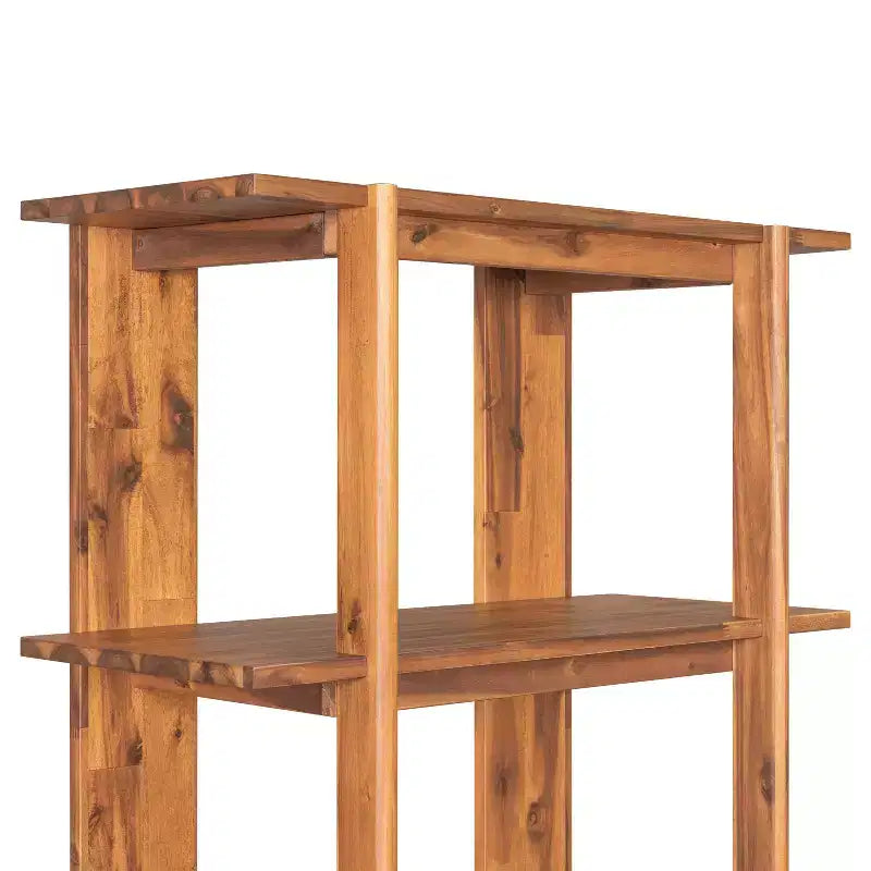 Scaffale singolo a 4 ripiani aperto in legno di acacia ebonizzato/teak/noce