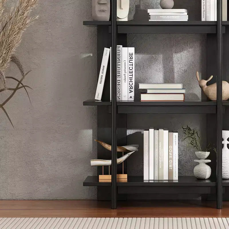 Ebonized / Teak / Walnut 4-Tier Open Acacia Wood Bookshelf, Single