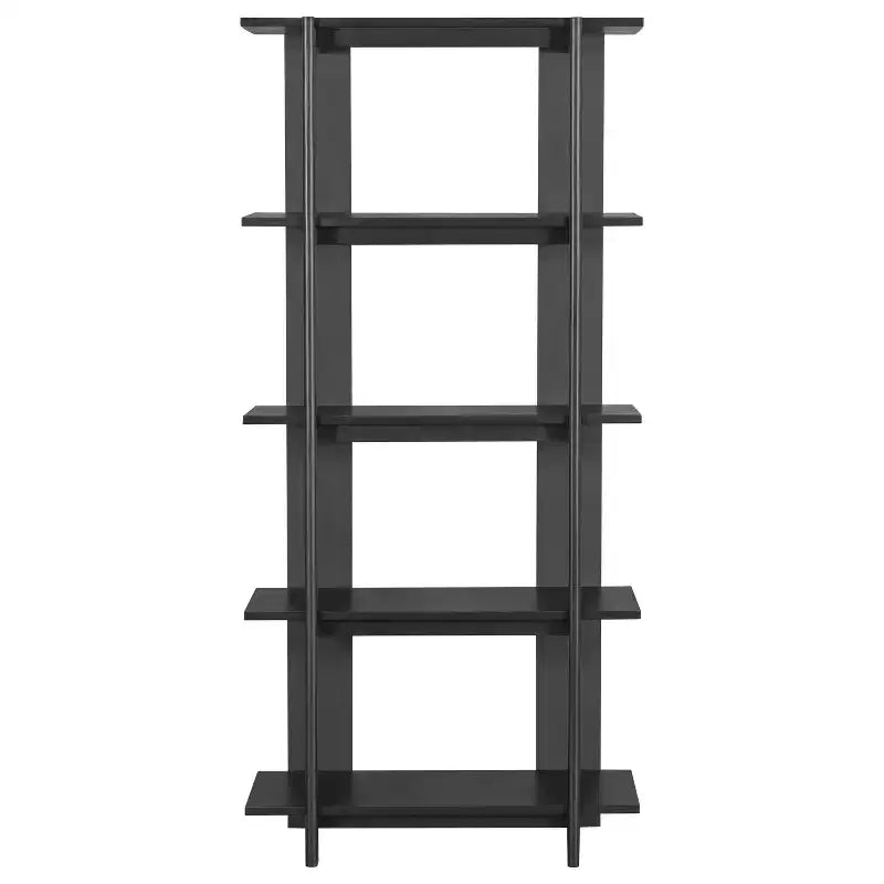 Scaffale singolo a 4 ripiani aperto in legno di acacia ebonizzato/teak/noce