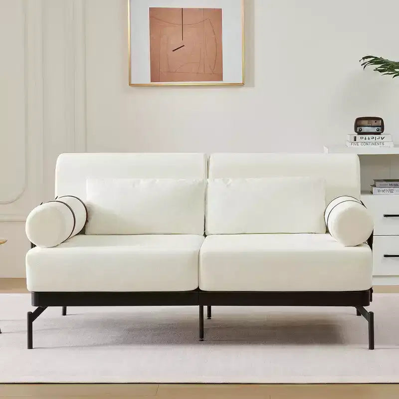 Divanetto a 2 Posti con Porte USB e Braccioli Cilindrici, Beige/Verde/Grigio/Rosso