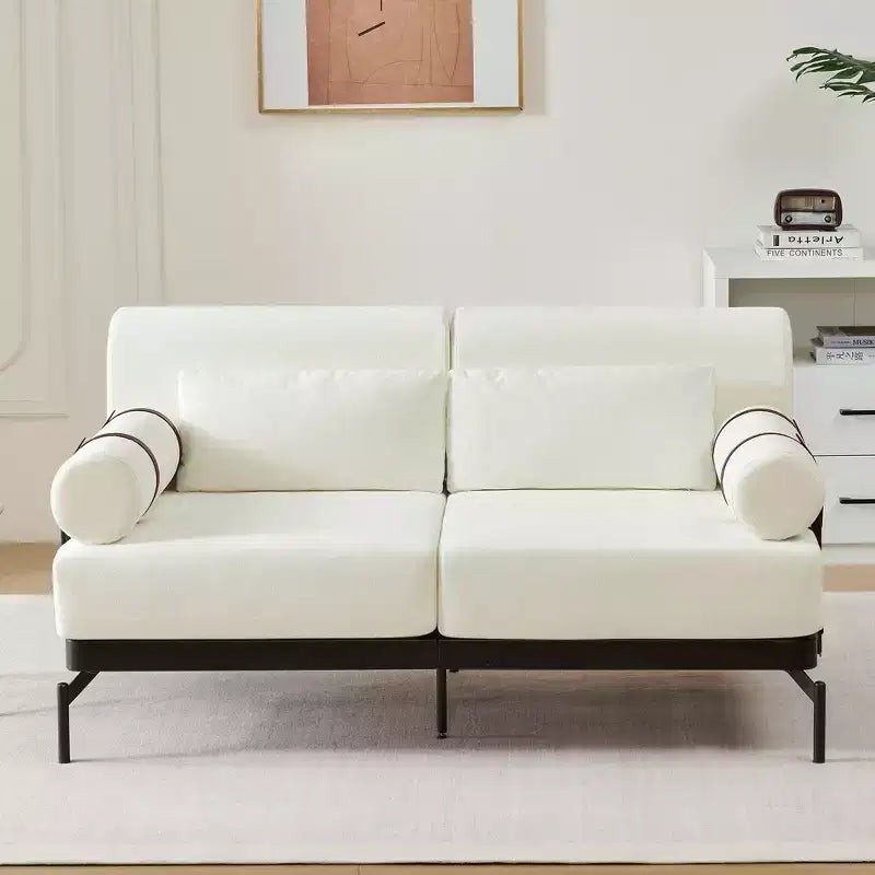 2-Seater Loveseat Sofa with USB Ports & Cylindrical Armrests, Beige/Green/Grey/Red