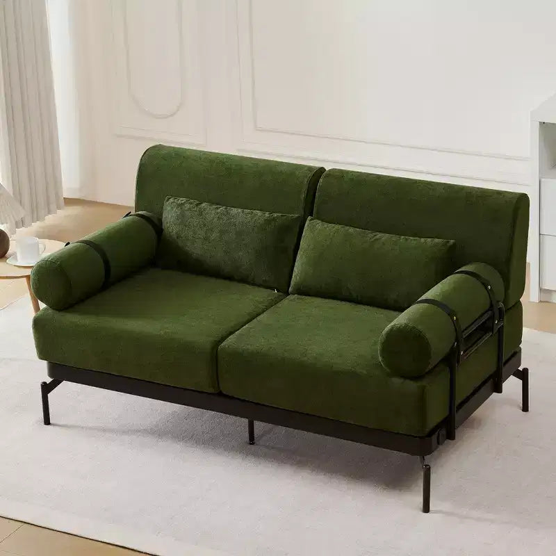 2-Seater Loveseat Sofa with USB Ports & Cylindrical Armrests, Beige/Green/Grey/Red