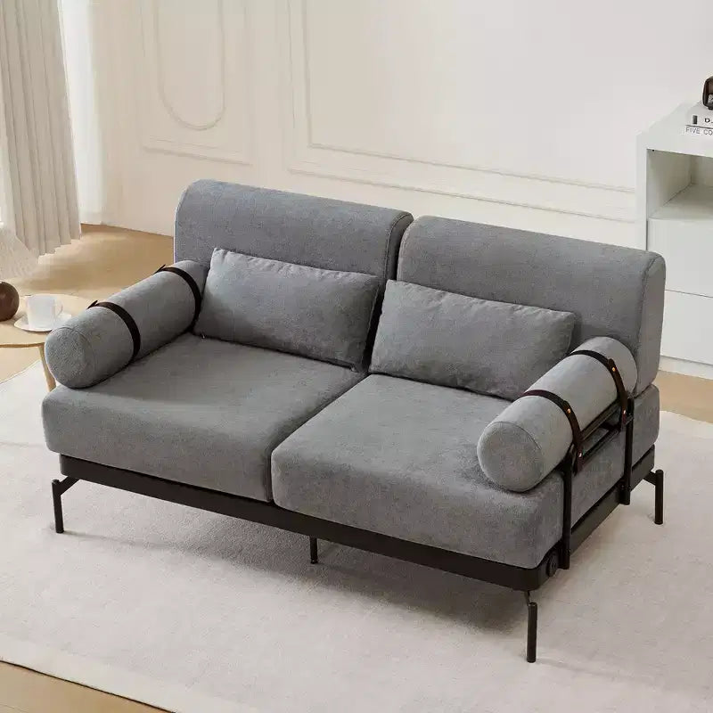 2-Seater Loveseat Sofa with USB Ports & Cylindrical Armrests, Beige/Green/Grey/Red