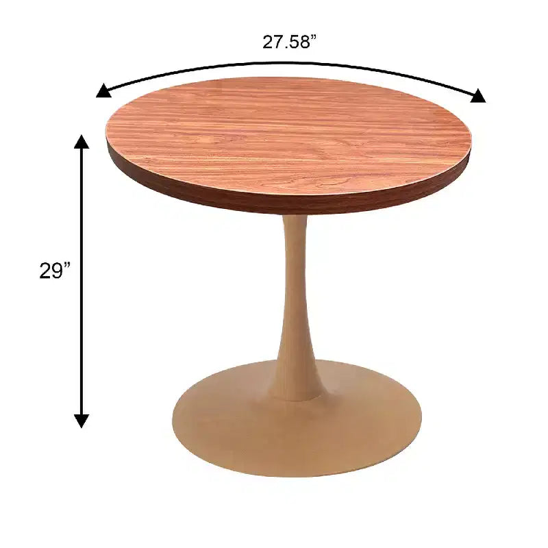 Tavolo da pranzo rotondo da 27", piano in MDF e base a piedistallo in acciaio, multicolore, 4 posti