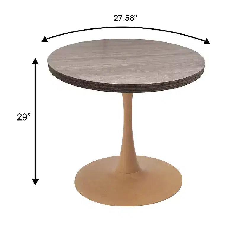 Tavolo da pranzo rotondo da 27", piano in MDF e base a piedistallo in acciaio, multicolore, 4 posti