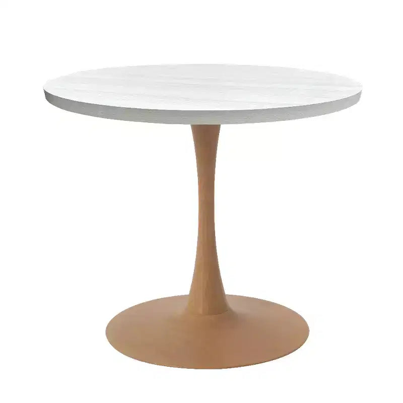 Tavolo da pranzo rotondo da 27", piano in MDF e base a piedistallo in acciaio, multicolore, 4 posti