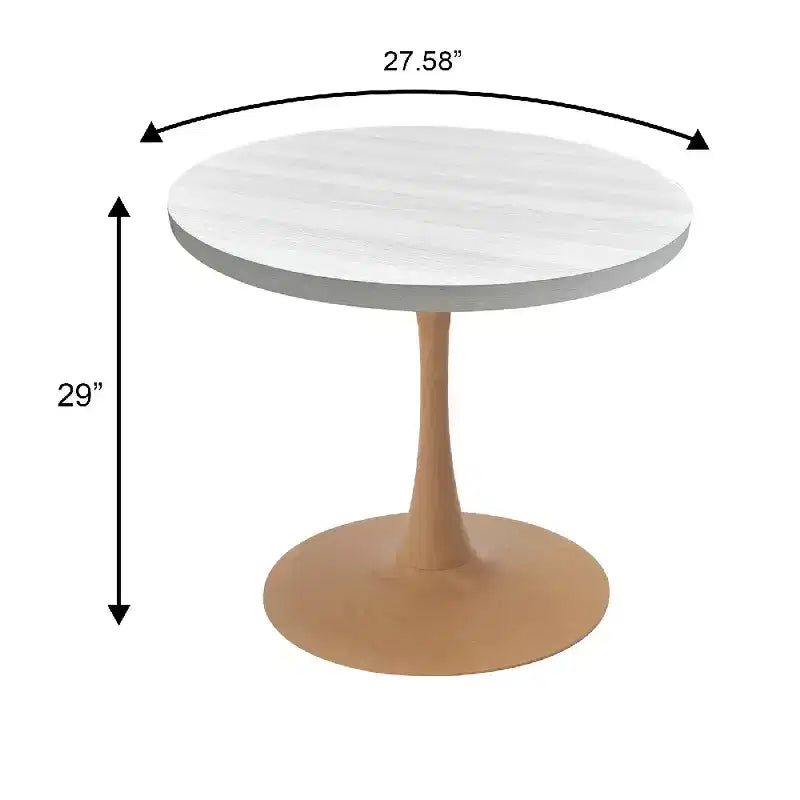 Tavolo da pranzo rotondo da 27", piano in MDF e base a piedistallo in acciaio, multicolore, 4 posti