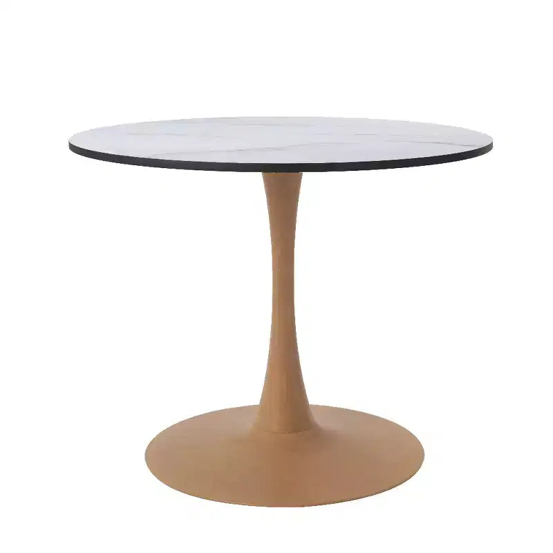 Tavolo da pranzo rotondo da 27", piano in MDF e base a piedistallo in acciaio, multicolore, 4 posti