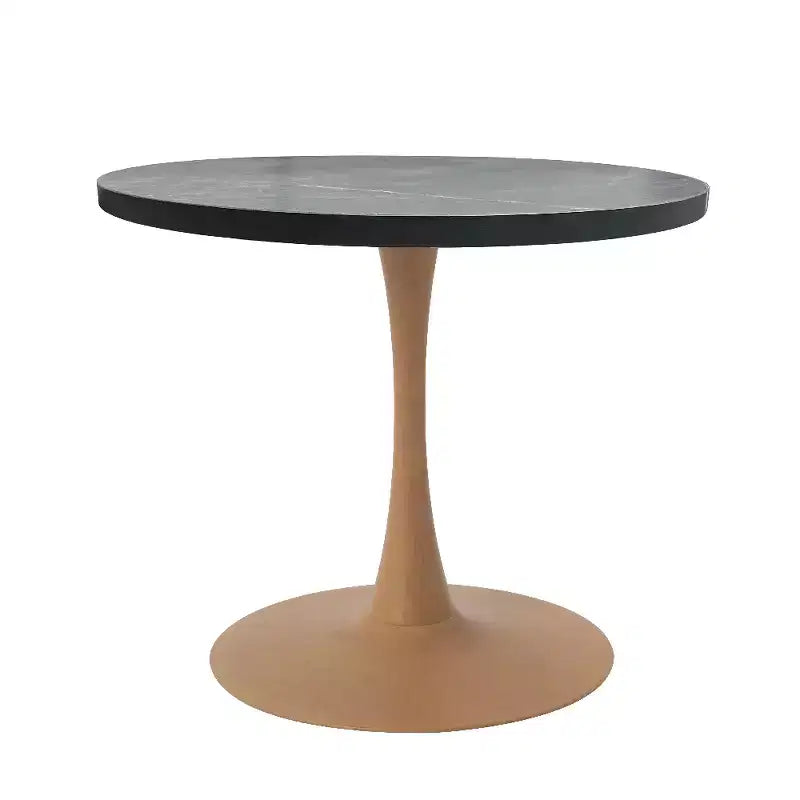Tavolo da pranzo rotondo da 27", piano in MDF e base a piedistallo in acciaio, multicolore, 4 posti
