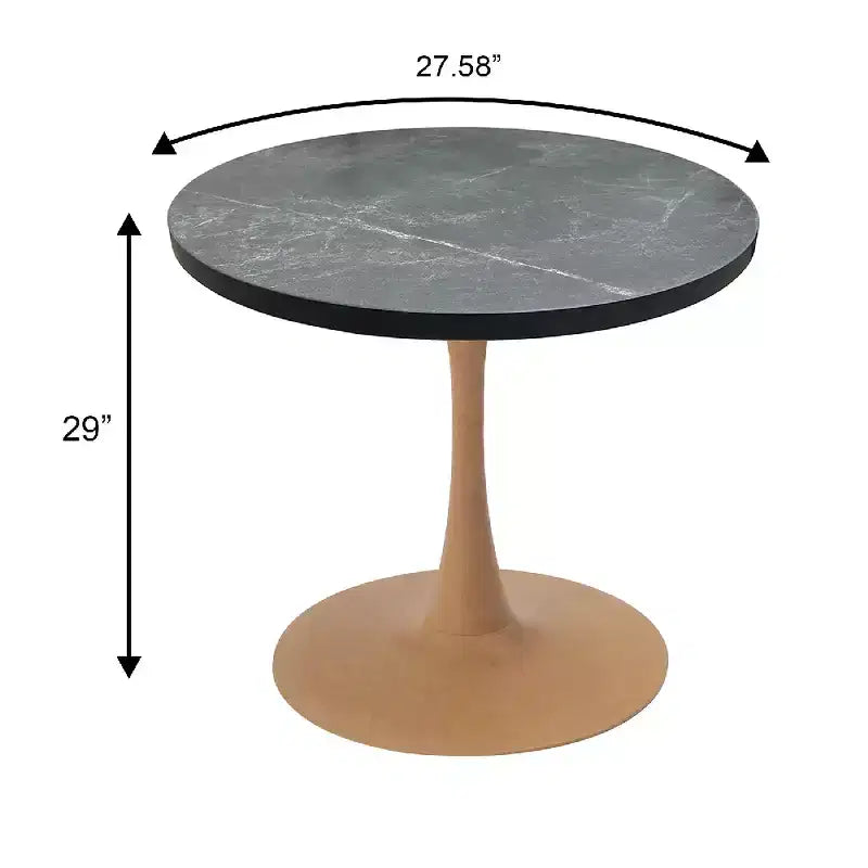 Tavolo da pranzo rotondo da 27", piano in MDF e base a piedistallo in acciaio, multicolore, 4 posti