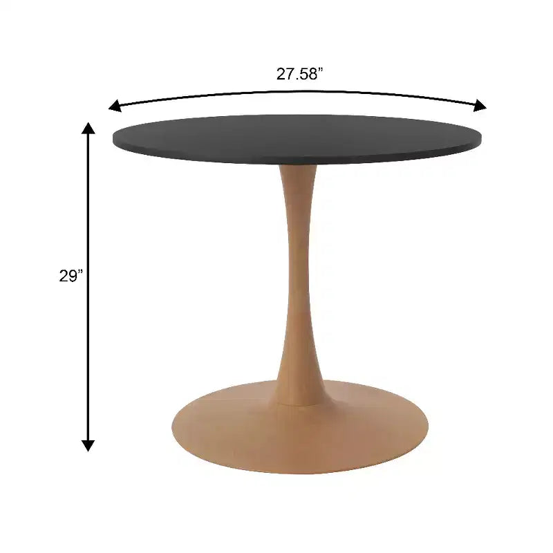 Tavolo da pranzo rotondo da 27", piano in MDF e base a piedistallo in acciaio, multicolore, 4 posti