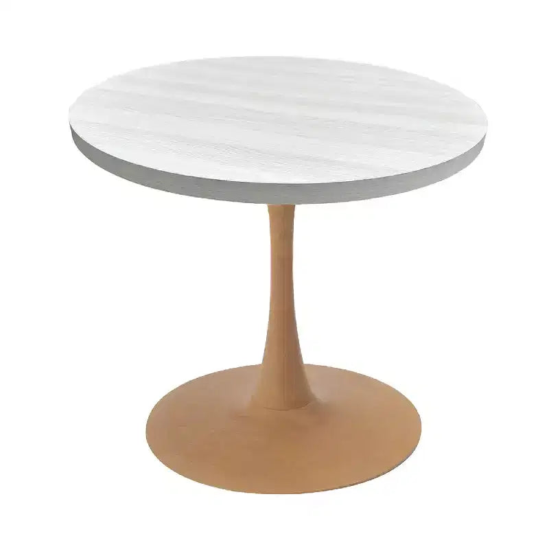 27" Round Dining Table, MDF Top & Steel Pedestal Base, Multi-Color, Seats 4