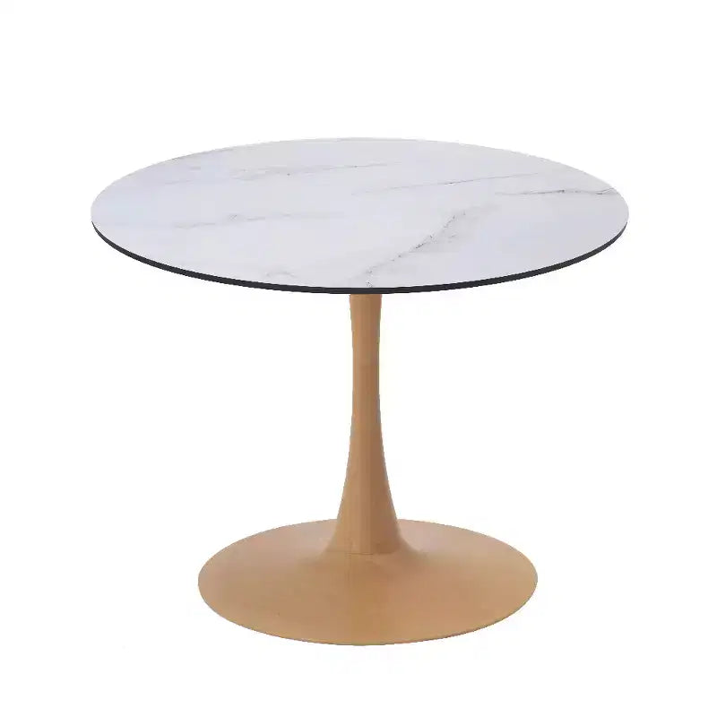 27" Round Dining Table, MDF Top & Steel Pedestal Base, Multi-Color, Seats 4