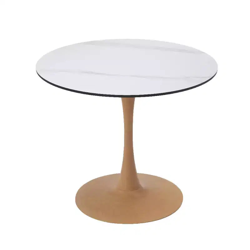 27" Round Dining Table, MDF Top & Steel Pedestal Base, Multi-Color, Seats 4