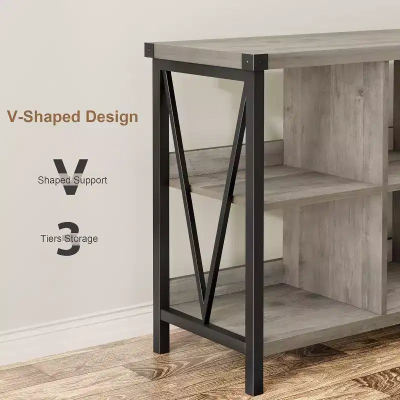 Libreria a console a 8 cubi, grigia e colori retrò, 1–2 persone
