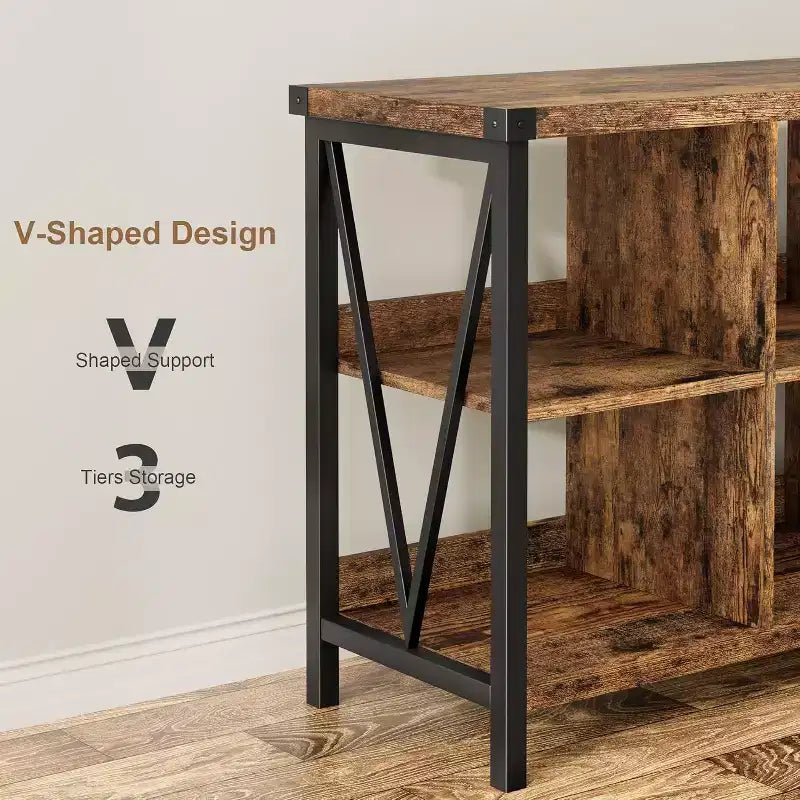 Libreria a console a 8 cubi, grigia e colori retrò, 1–2 persone