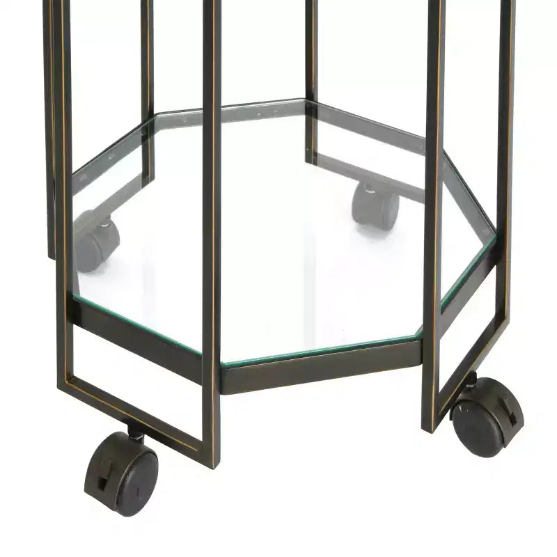 Black Octagon 2-Tier Bar Cart, For 1 User