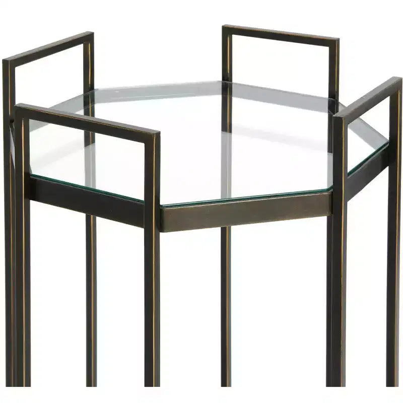 Black Octagon 2-Tier Bar Cart, For 1 User