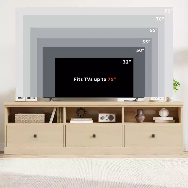 Mobile TV da 70", nero/naturale, adatto per TV fino a 75"