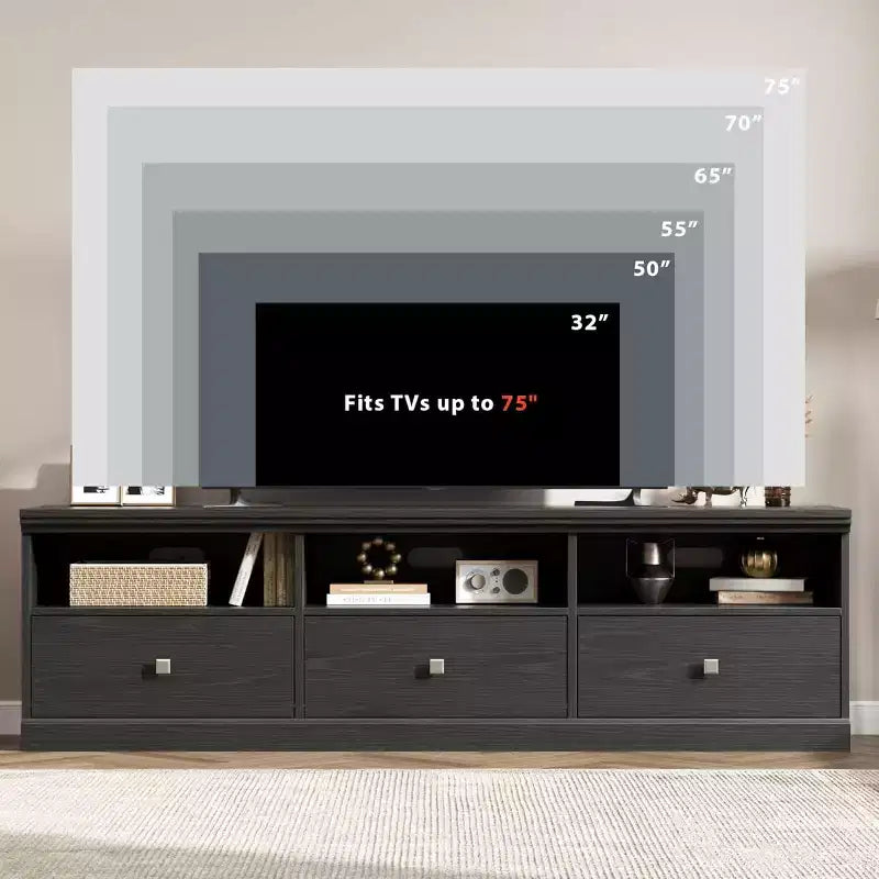 Mobile TV da 70", nero/naturale, adatto per TV fino a 75"