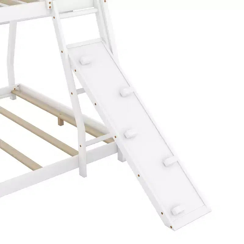 Letto a castello matrimoniale/Queen naturale/bianco con rampa per arrampicata, 2 posti letto