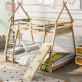 Whisen Twin over Queen Bunk Bed with Safe Guardrails & Playful Climbing Ramp