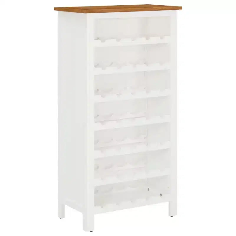 Mobiletto Portabottiglie da Pavimento Bianco, Piano in Rovere Massiccio, Singolo, 35 Bottiglie