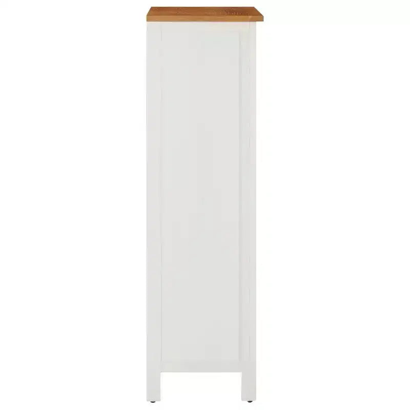 White Floor Wine Cabinet, Solid Oak Top, Single, 35-Bottle