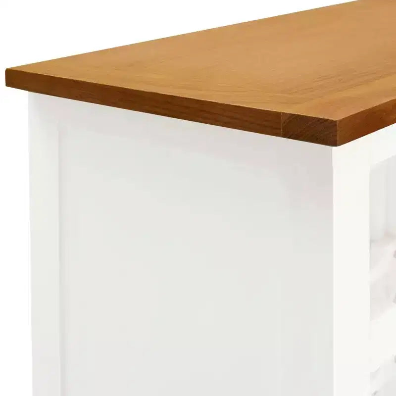 White Floor Wine Cabinet, Solid Oak Top, Single, 35-Bottle